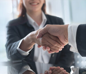 Lawyer and client shaking hands